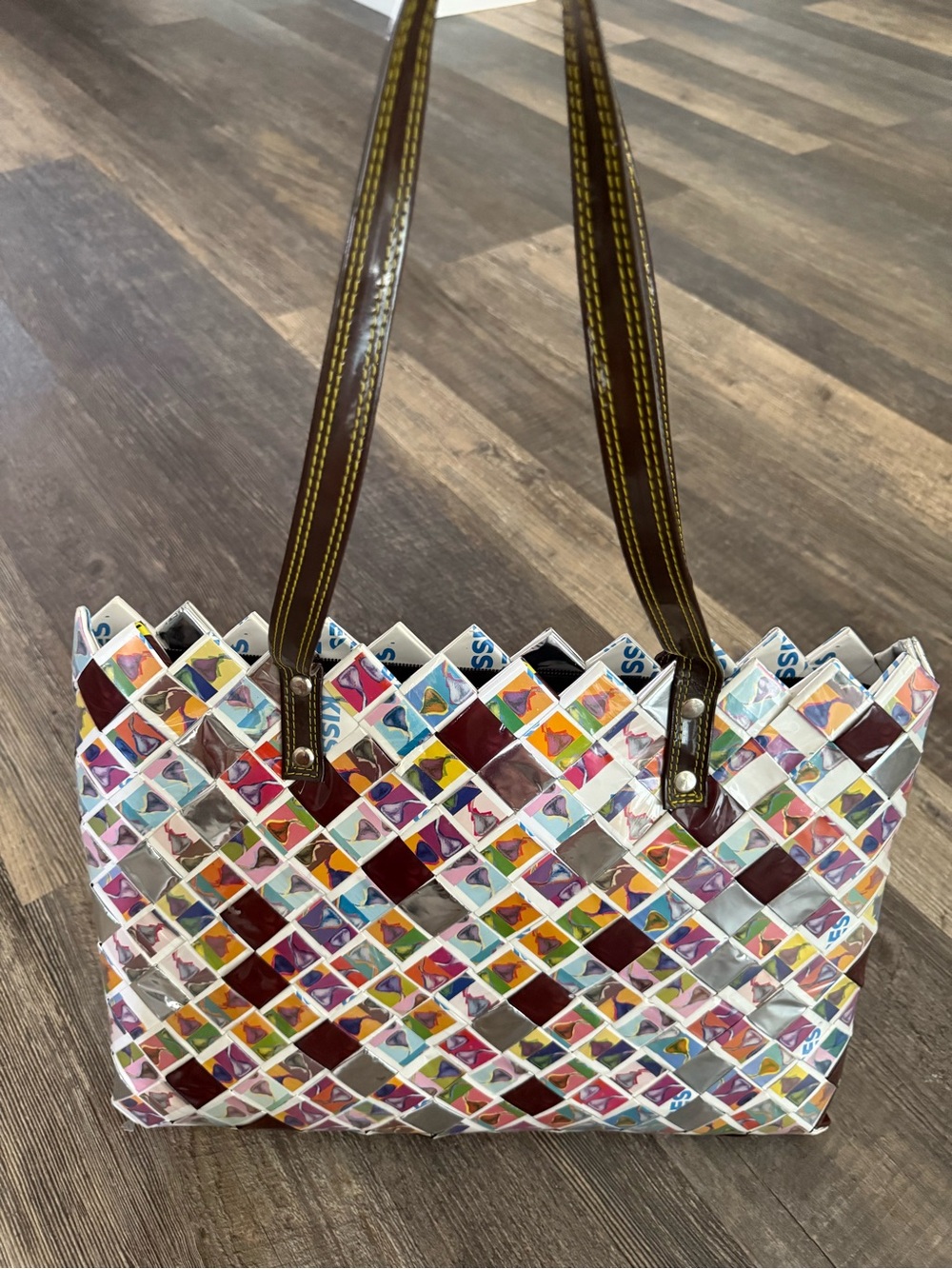 Nahui Ollin Woven Hershey's Kisses Candy Wrapper Tote Bag Upcycled Eco Shoulder